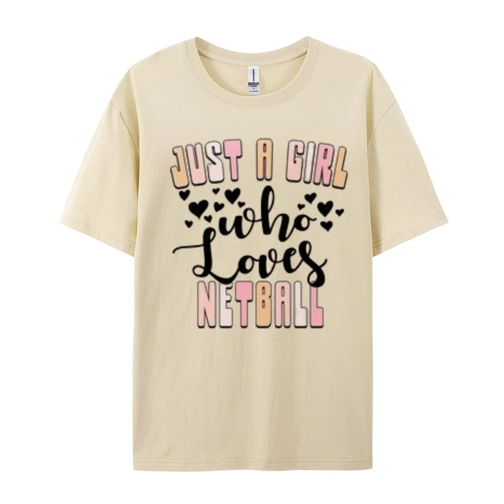 Women Girls A Girls Who Love Netball Letter Print Graphic T-shirt