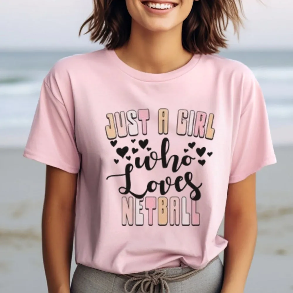 Women Girls A Girls Who Love Netball Letter Print Graphic T-shirt